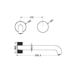 Opal Progressive Wall Basin/Bath Mixer - 230mm -HERA BATHWARE opal progressive wall basinbath mixer 230mmbrushed goldwall basin mixernero tapware 420428