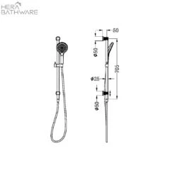 OPAL Rail Shower With Air Shower II | Nero 21 OPAL Rail Shower With Air Shower II | Nero -HERA BATHWARE opal rail shower with air shower ii nerographiteshower railsnero tapware 544965