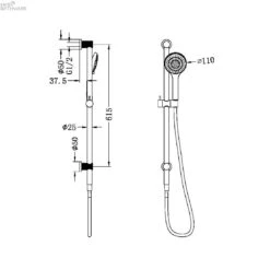 OPAL Rail Shower With Air Shower | Nero 15 OPAL Rail Shower With Air Shower | Nero -HERA BATHWARE opal rail shower with air shower nerobrushed nickelshower railsnero tapware 638985