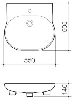 OPAL Sole Semi Recessed Basin 550mm | CAROMA 7 OPAL Sole Semi Recessed Basin 550mm | CAROMA -HERA BATHWARE opal sole semi recessed basin 550mm caroma3 tap holebasincaroma 137337