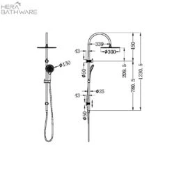 OPAL Twin Shower With Air Shower II | Nero -HERA BATHWARE opal twin shower with air shower ii nerobrushed bronzeshower setnero tapware 532146