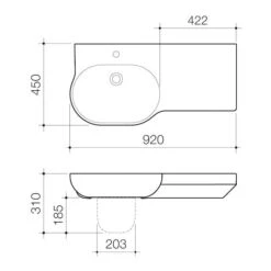 OPAL Wall Basin 920mm Right Hand Shelf | CAROMA -HERA BATHWARE opal wall basin 920mm right hand shelf caroma3 tap holebasincaroma 453172