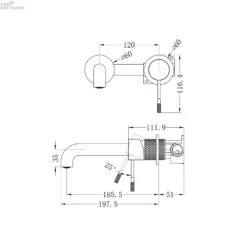 Opal Wall Basin/Bath Mixer Seperated 120-260mm Spout Length 7 Opal Wall Basin/Bath Mixer Seperated 120-260mm Spout Length -HERA BATHWARE opal wall basinbath mixer seperated 120 260mm spout length120mmbrushed goldwall basin mixernero tapware 922597
