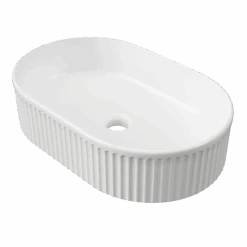 Oval Flute Basin 490mm -HERA BATHWARE oval flute basin 490mmgloss whitetimberline 207056