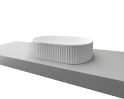 Oval Flute Basin 490mm -HERA BATHWARE oval flute basin 490mmgloss whitetimberline 311410