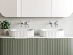 Oval Flute Basin 490mm -HERA BATHWARE oval flute basin 490mmgloss whitetimberline 429424