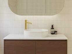 Oval Flute Basin 490mm -HERA BATHWARE oval flute basin 490mmgloss whitetimberline 772209