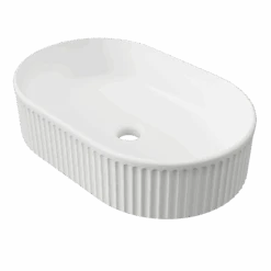 Oval Flute Basin 490mm -HERA BATHWARE oval flute basin 490mmmatte whitetimberline 998129