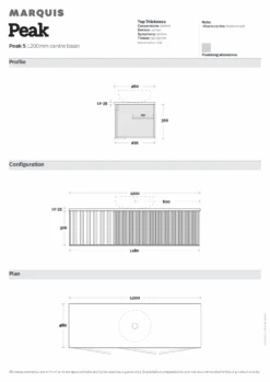 Peak Vanity 1200mm -HERA BATHWARE peak vanity 1200mmcenter bowlsymphony topvanitiesmarquis 315733