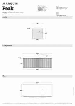 Peak Vanity 900mm -HERA BATHWARE peak vanity 900mmcenter bowlsymphony topvanitiesmarquis 579451