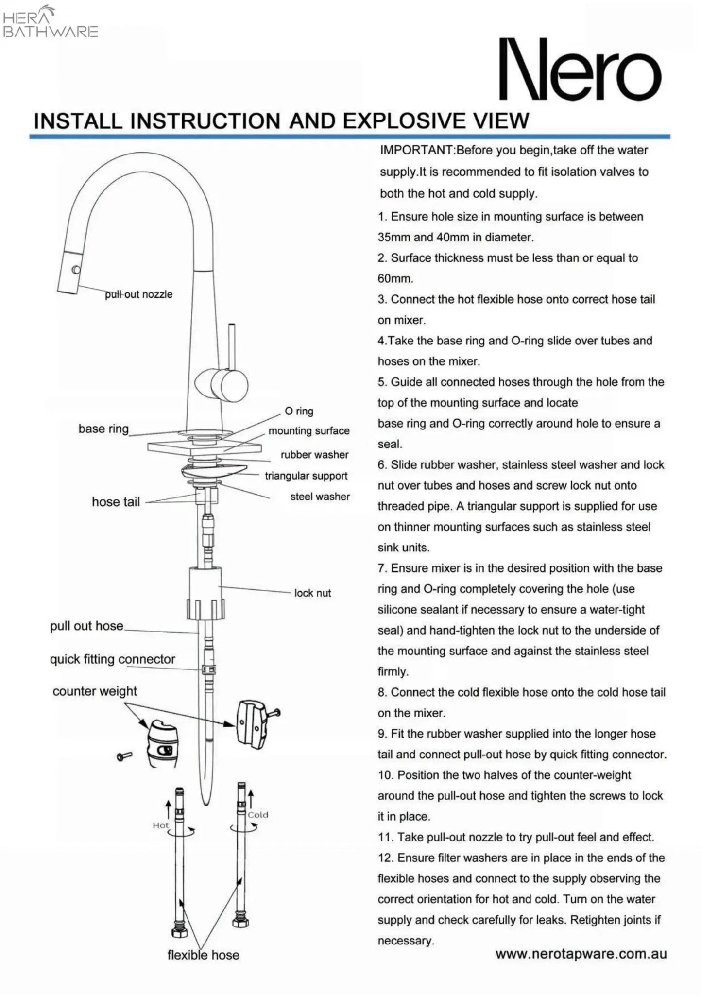 PEARL Pull-Out Sink Mixer With Vegie Spray Function 7 PEARL Pull-Out Sink Mixer With Vegie Spray Function - Image 7