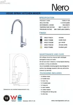 PEARL Pull-Out Sink Mixer With Vegie Spray Function 12 PEARL Pull-Out Sink Mixer With Vegie Spray Function -HERA BATHWARE pearl pull out sink mixer with vegie spray functiongun metalkitchen mixernero tapware 654271