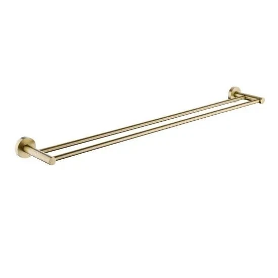 Pentro Brushed Yellow Gold Double Towel Rail 900mm(Cuttable) 1 Pentro Brushed Yellow Gold Double Towel Rail 900mm(Cuttable)