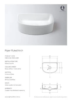 Piper Fluted Arch Above Counter Basin | Eight Quarter | EQFL -HERA BATHWARE piper fluted arch above counter basin eight quarter eqflmatte whiteabove counter basineight quarter 869483