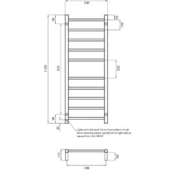 Radiant Round Ladder Towel 10 Bars 430x1100mm RTR430 (240V) | Radiant -HERA BATHWARE radiant round ladder towel 10 bars 430x1100mm rtr430 240v radiantbottom leftwarm brushed nickelheated towel railradiant 178009