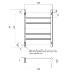 Radiant Round Ladder Towel 7 Bars 600x800mm RTR01 (240V) | Radiant -HERA BATHWARE radiant round ladder towel 7 bars 600x800mm rtr01 240vbottom leftbrushed satinheated towel railradiant 940224
