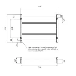 Radiant Square Ladder Towel 5 Bars 750x550mm STR03 (240V) | Radiant -HERA BATHWARE radiant square ladder towel 5 bars 750x550mm str03 240v radiantbottom leftmirror polished chromeheated towel railradiant 434545