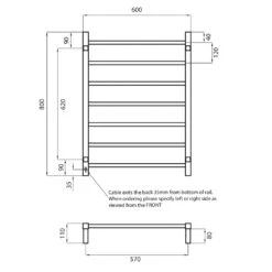 Radiant Square Ladder Towel 7 Bars 600x800mm STR01 (240V) | Radiant -HERA BATHWARE radiant square ladder towel 7 bars 600x800mm str01 240v radiantbottom leftcool brushed nickelheated towel railradiant 177272