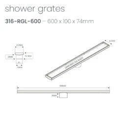 Radiant Tile Insert Floor Grate 600mm (74mm Outlet) -HERA BATHWARE radiant tile insert floor grate 600mm 74mm outletbrushed bronzewasteradiant 596562