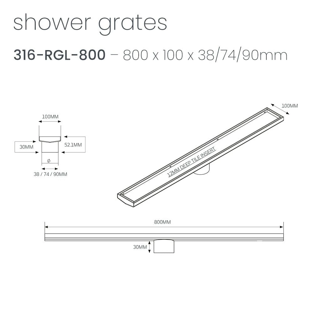 Radiant Tile Insert Floor Grate 800mm (90mm Outlet) 4 Radiant Tile Insert Floor Grate 800mm (90mm Outlet) - Image 4