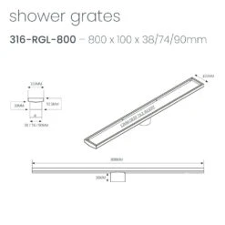 Radiant Tile Insert Floor Grate 800mm (38mm Outlet) -HERA BATHWARE radiant tile insert floor grate 800mm 90mm outletbrushed satinwasteradiant 465227