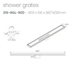 Radiant Tile Insert Floor Grate 900mm (74mm Outlet) -HERA BATHWARE radiant tile insert floor grate 900mm 74mm outletbrushed bronzewasteradiant 794760 1