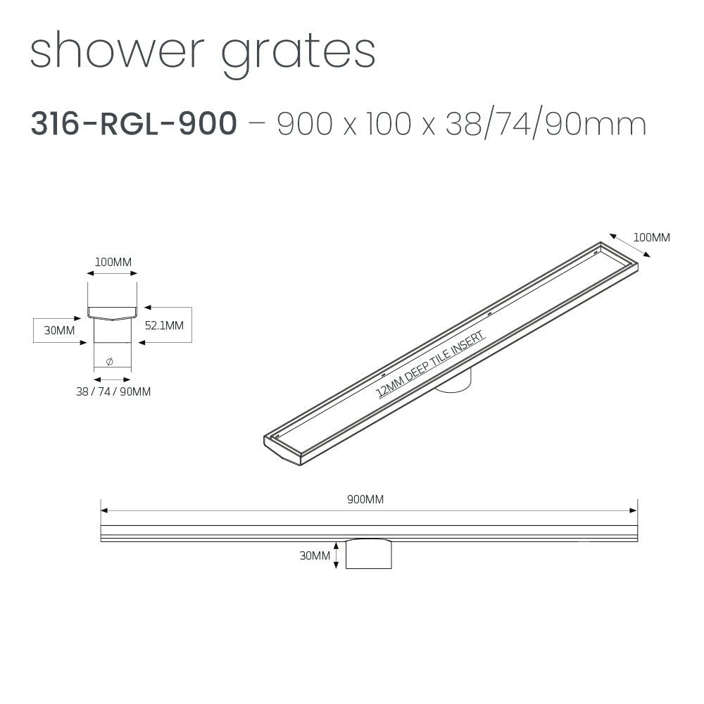 Radiant Tile Insert Floor Grate 900mm (90mm Outlet) 4 Radiant Tile Insert Floor Grate 900mm (90mm Outlet) - Image 4