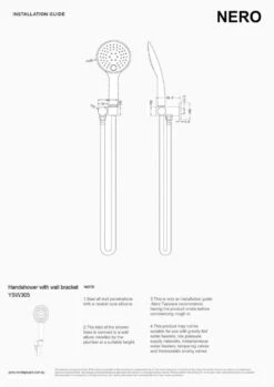 RAIN 3 Function Rail Shower Bracket Round - Chrome -HERA BATHWARE rain 3 function rail shower bracket round chromechromehand showernero tapware 527324