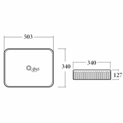 Rectangle Above Counter Grooved Basin -HERA BATHWARE rectangle above counter grooved basinmatte whiteabove counter basinbest bm 296614