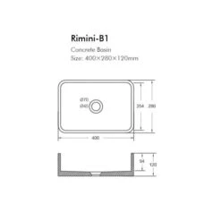 Rimini - Rectangle Extra Deep Concrete Basin -HERA BATHWARE rimini rectangle extra deep concrete basinfrench greyabove counter basinbnk 467202