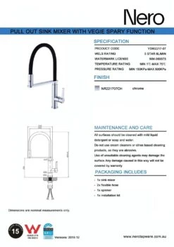 RIT Pull-Out Kitchen Sink Mixer - Matte Black And Chrome -HERA BATHWARE rit pull out kitchen sink mixer matte black and chromematte blackkitchen mixernero tapware 588186