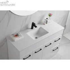 Rocky Gloss White Free Standing Vanity - 750mm Drawers On LEFT -HERA BATHWARE rocky gloss white free standing vanity 750mm drawers on leftvanitiesaulic 804129