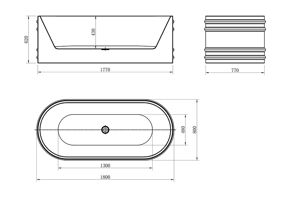 Rome 1800mm Matte White Freestanding Bathtub 5 Rome 1800mm Matte White Freestanding Bathtub - Image 5
