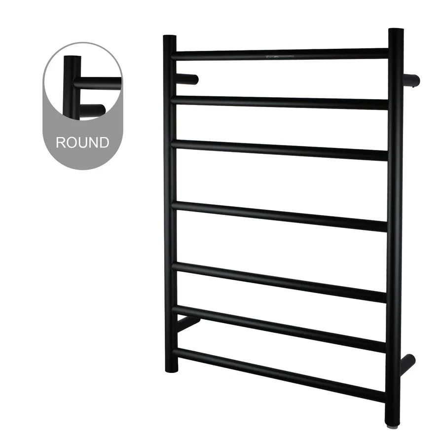 Round Matte Black Electric Heated Towel Rack 7 Bars 1 Round Matte Black Electric Heated Towel Rack 7 Bars