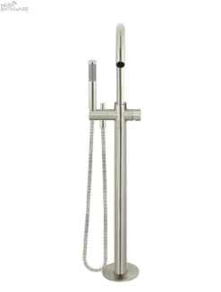 Round Pinless Freestanding Bath Spout And Hand Shower -HERA BATHWARE round pinless freestanding bath spout and hand showerbrushed nickelfreestanding bath mixermeir 585316