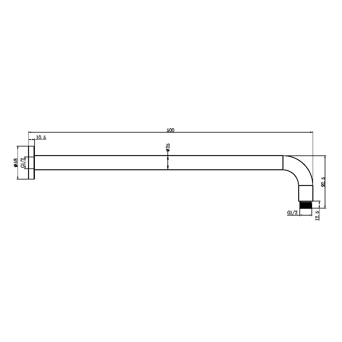 ROUND Shower Arm 500mm 7 ROUND Shower Arm 500mm - Image 7