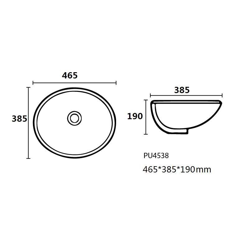 Round Under Counter Ceramic Basin Size: 500*400*200mm 2 Round Under Counter Ceramic Basin Size: 500*400*200mm - Image 2