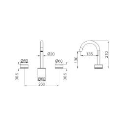 Serenity Basin Set Arc Spout 25 Serenity Basin Set Arc Spout -HERA BATHWARE serenity basin set arc spoutchromemetalbasin setnero tapware 190835