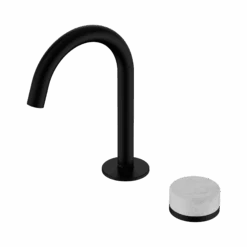 Serenity Progressive Basin Mixer Arc Spout -HERA BATHWARE serenity progressive basin mixer arc spoutmatte blackcarrarabasin mixernero tapware 178076