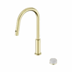 Serenity Progressive Pull Out Kitchen Set -HERA BATHWARE serenity progressive pull out kitchen setbrushed goldcarrarakitchen mixernero tapware 129996