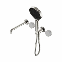 Serenity Progressive Shower System With Spout And Serenity Hand Shower -HERA BATHWARE serenity progressive shower system with spout and serenity hand showerbrushed nickelcarrarashower systemnero tapware 953382