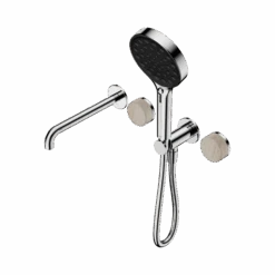 Serenity Progressive Shower System With Spout And Serenity Hand Shower -HERA BATHWARE serenity progressive shower system with spout and serenity hand showerchromerome travertineshower systemnero tapware 677136