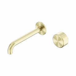 Serenity Progressive Wall Basin Mixer 185mm Spout -HERA BATHWARE serenity progressive wall basin mixer 185mm spoutbrushed goldmetalwall basin mixernero tapware 241305