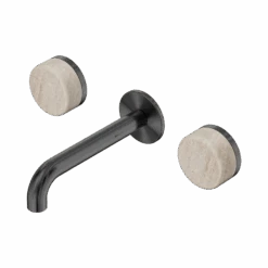 Serenity Wall Basin Set 160mm Spout 36 Serenity Wall Basin Set 160mm Spout -HERA BATHWARE serenity wall basin set 160mm spoutgun metalrome travertinebasin setnero tapware 447942