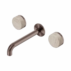 Serenity Wall Basin Set 185mm Spout -HERA BATHWARE serenity wall basin set 185mm spoutbrushed bronzerome travertinebasin setnero tapware 616568