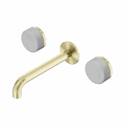 Serenity Wall Basin Set 185mm Spout -HERA BATHWARE serenity wall basin set 185mm spoutbrushed goldcarrarabasin setnero tapware 998522