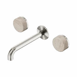 Serenity Wall Basin Set 185mm Spout -HERA BATHWARE serenity wall basin set 185mm spoutbrushed nickelrome travertinebasin setnero tapware 993594