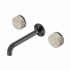 Serenity Wall Basin Set 185mm Spout -HERA BATHWARE serenity wall basin set 185mm spoutgun metalrome travertinebasin setnero tapware 598824