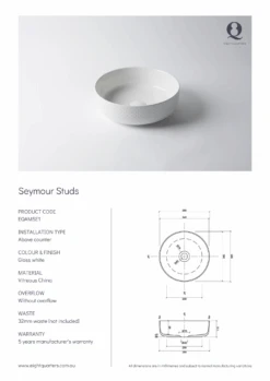 Seymour Studs Above Counter Basin | Eight Quarter -HERA BATHWARE seymour studs above counter basin eight quarterabove counter basineight quarter 205051