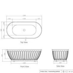 SHELL Matte White Free Standing Bathtub -HERA BATHWARE shell matte white free standing bathtubmatte white1500mmbathtubotti 794000